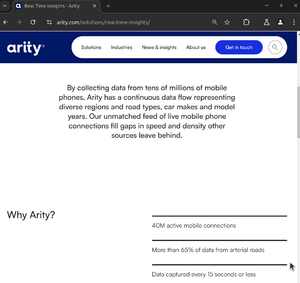 screenshot of arity.com as of January 15, 2025